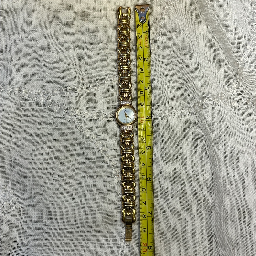 ELGIN ep850-017 elegant golden tone watch with diamond accents - Picture 5 of 10